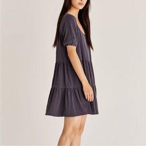 Z Supply Ocean Tiered Slub Tunic Short Dress Women's S Dark Gray